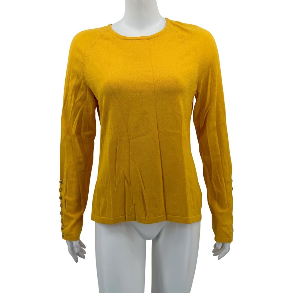 J McLaughlin Sweater Womens Large Marigold Button Sleeve Autumn Preppy Stretch